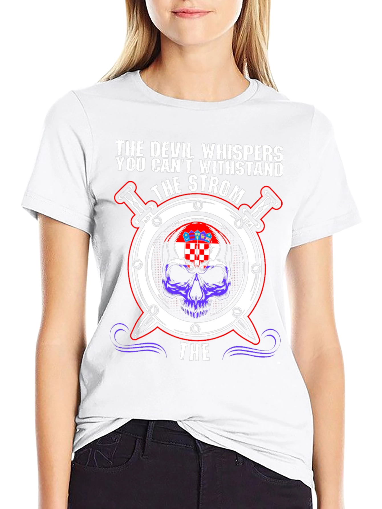 Devil Whispers Storm Croatia Skull T-Shirt