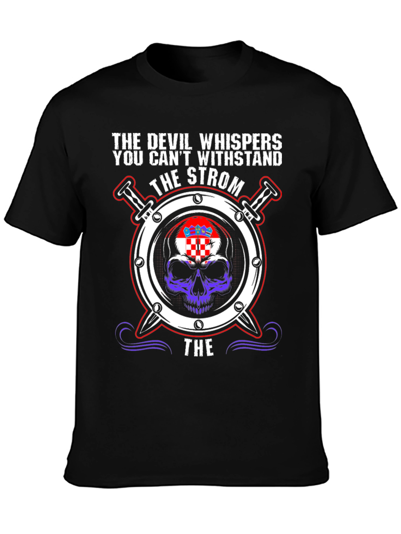 Devil Whispers Storm Croatia Skull T-Shirt