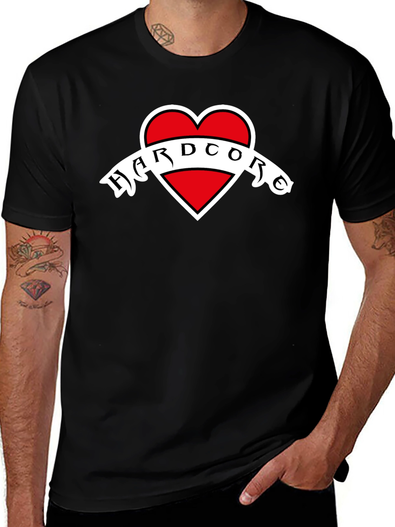 Hardcore Heart Graphic Black T-Shirt