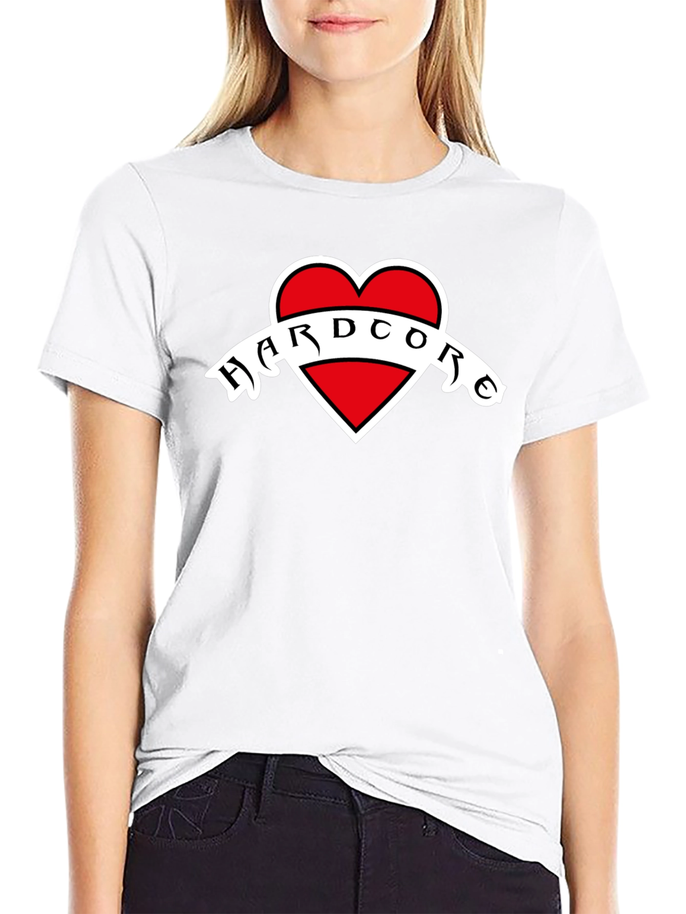 Hardcore Heart Graphic Black T-Shirt