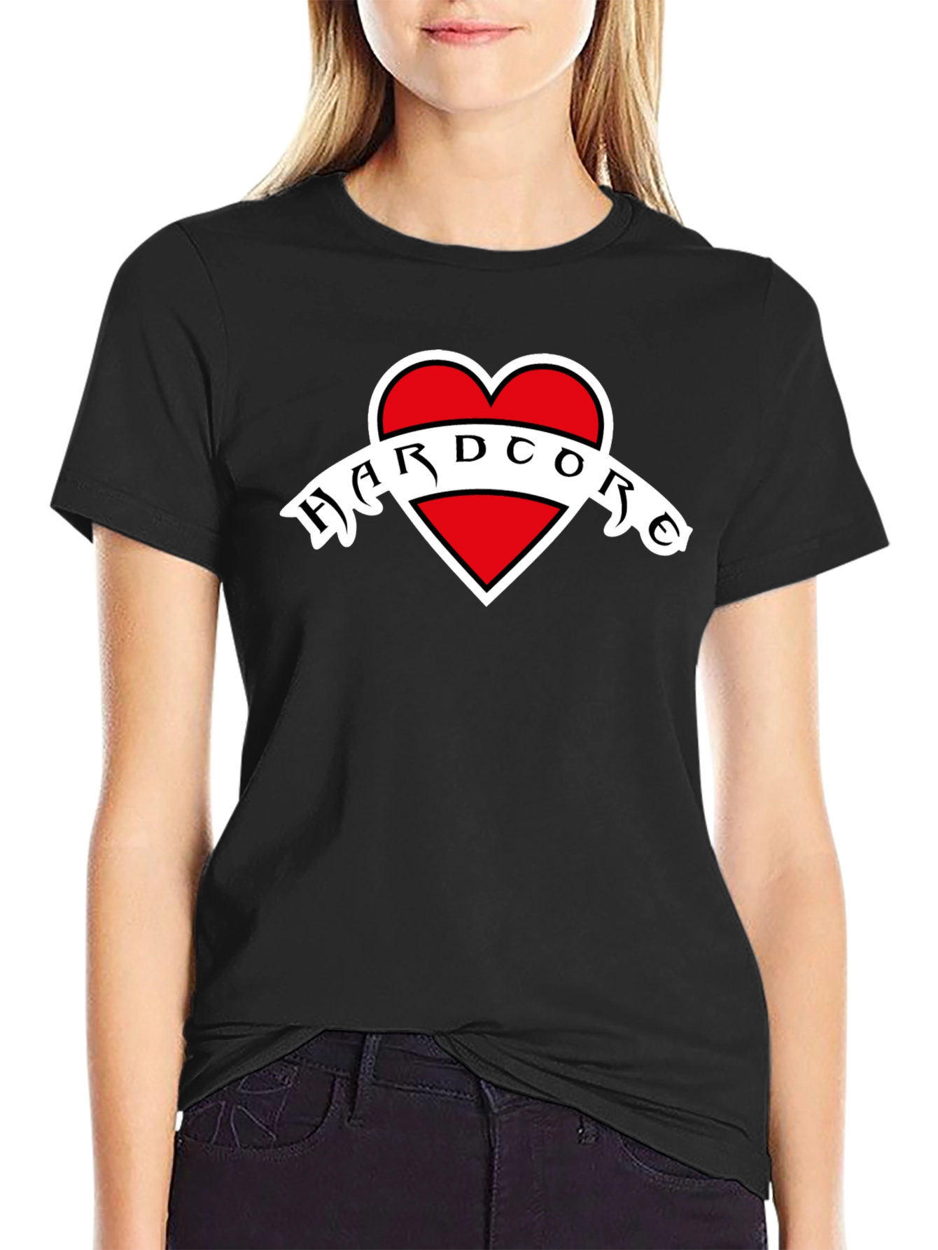 Hardcore Heart Graphic Black T-Shirt