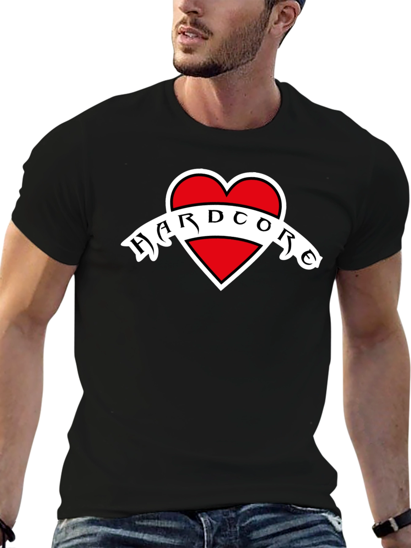 Hardcore Heart Graphic Black T-Shirt