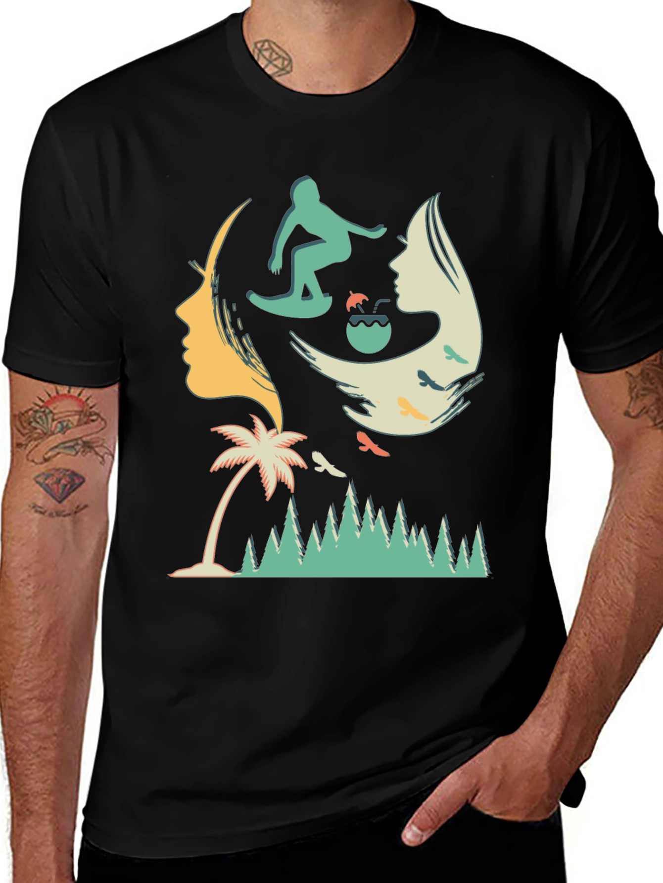 Surfer Silhouette Graphic T-Shirt