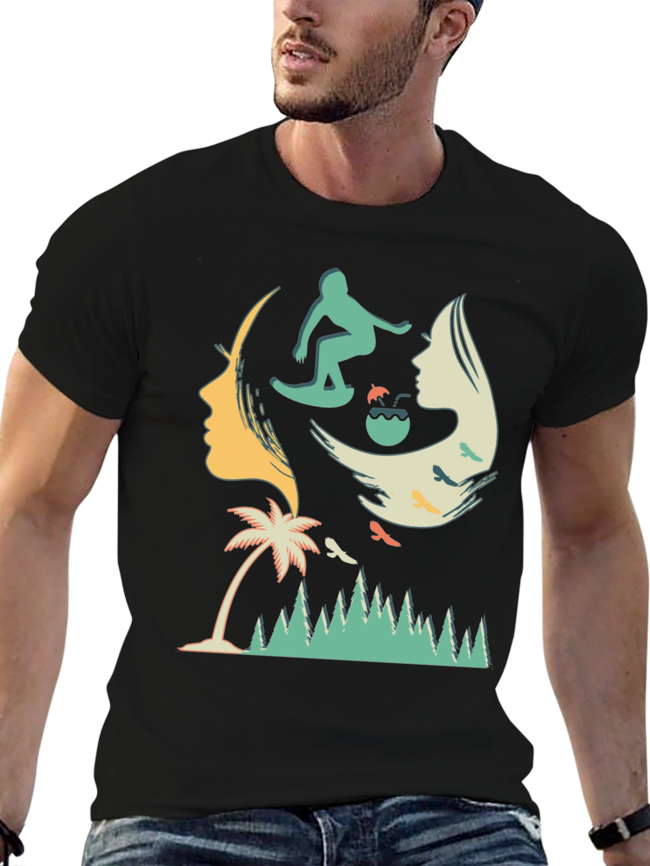Surfer Silhouette Graphic T-Shirt