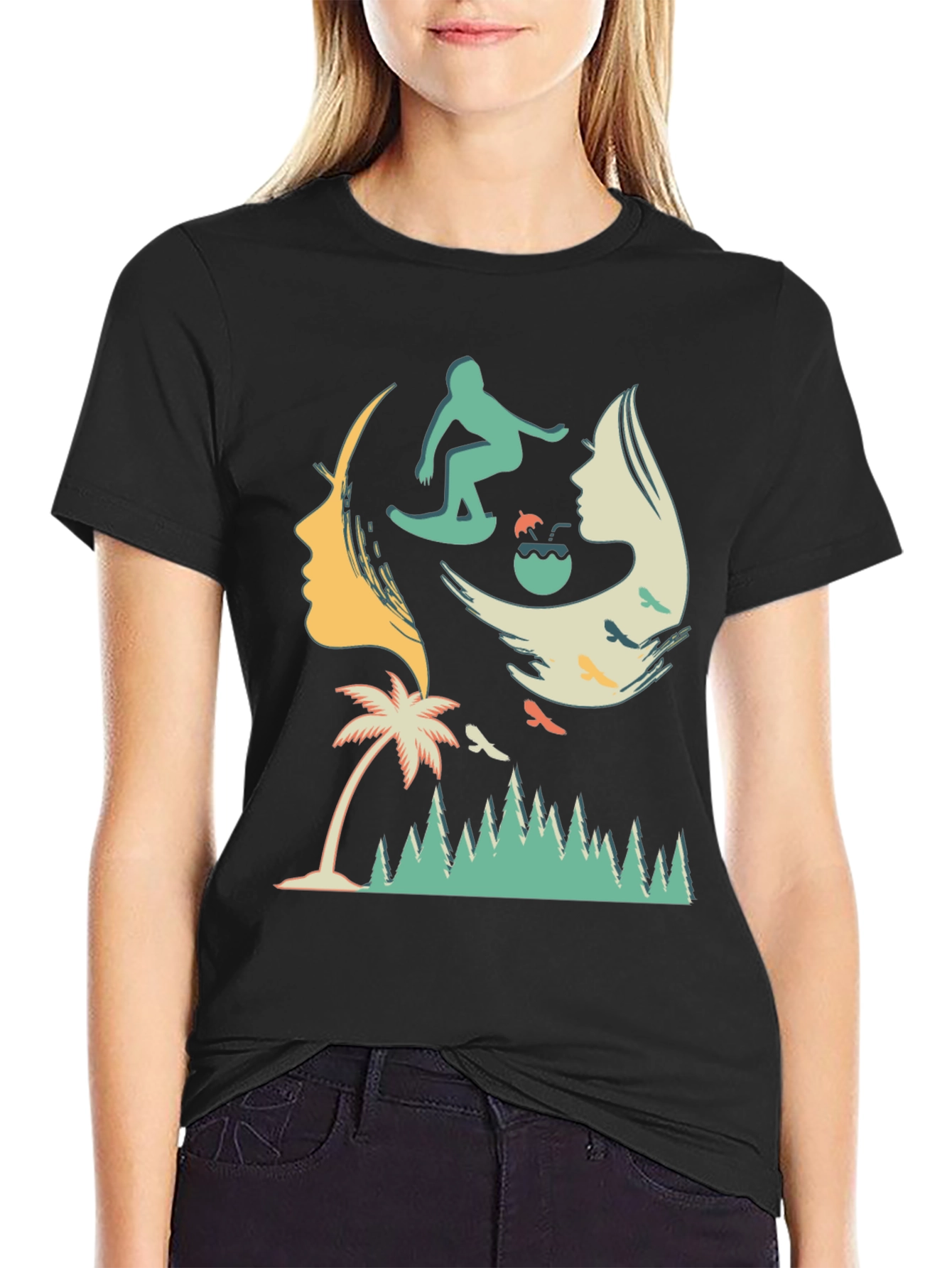 Surfer Silhouette Graphic T-Shirt