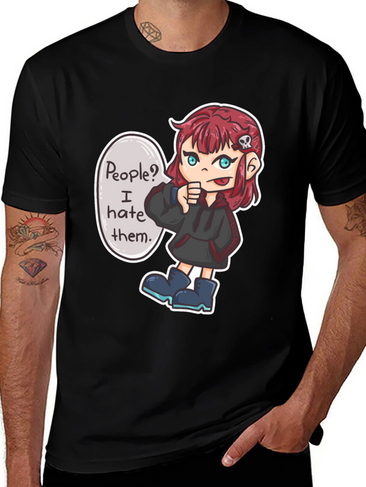 People Hater Graphic T-Shirt - Edgy Cartoon Design