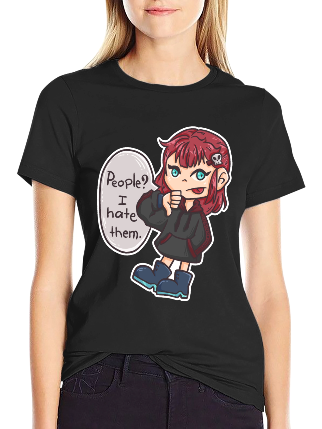 People Hater Graphic T-Shirt - Edgy Cartoon Design