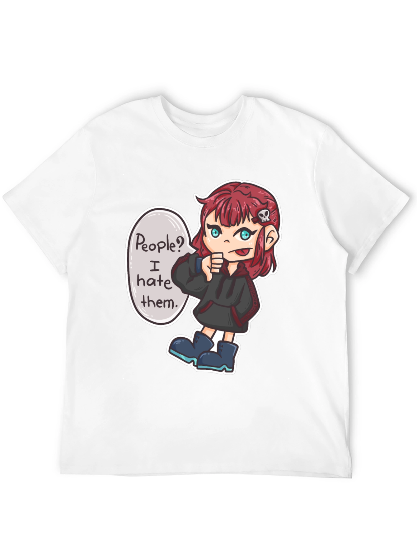 People Hater Graphic T-Shirt - Edgy Cartoon Design