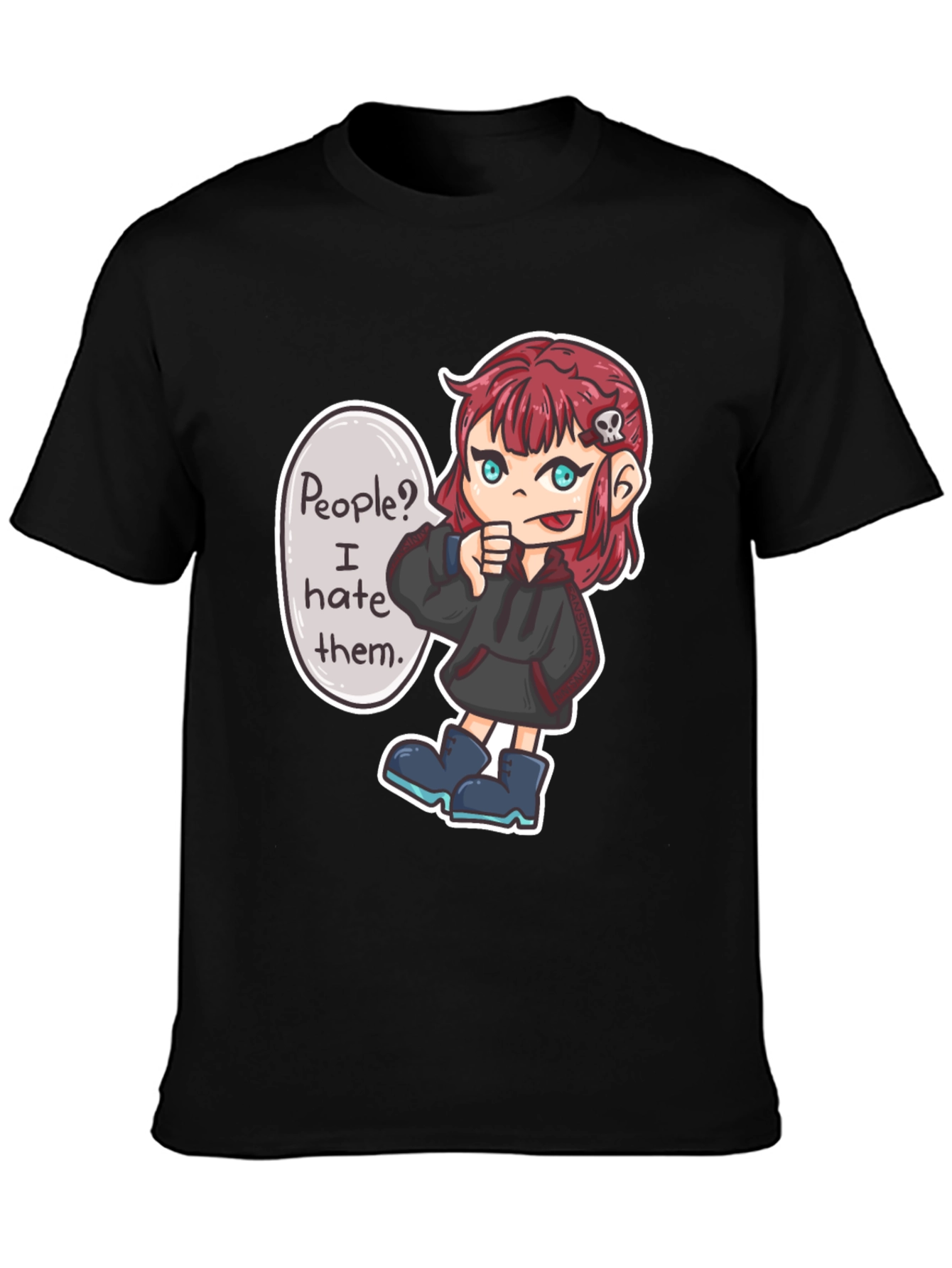 People Hater Graphic T-Shirt - Edgy Cartoon Design