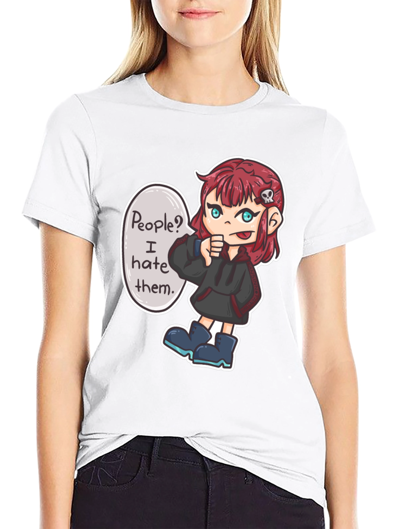 People Hater Graphic T-Shirt - Edgy Cartoon Design