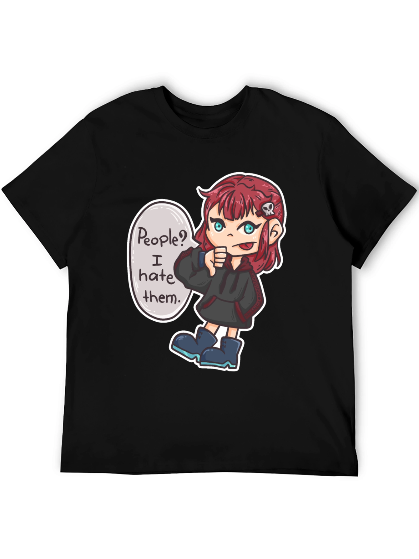 People Hater Graphic T-Shirt - Edgy Cartoon Design
