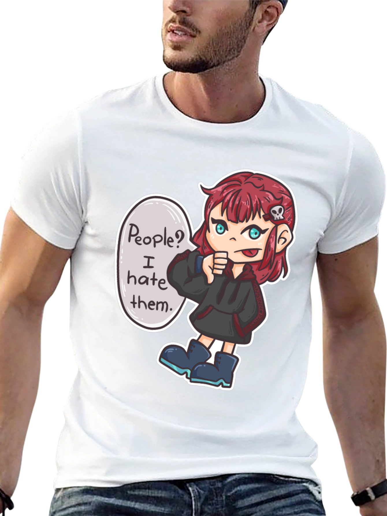 People Hater Graphic T-Shirt - Edgy Cartoon Design
