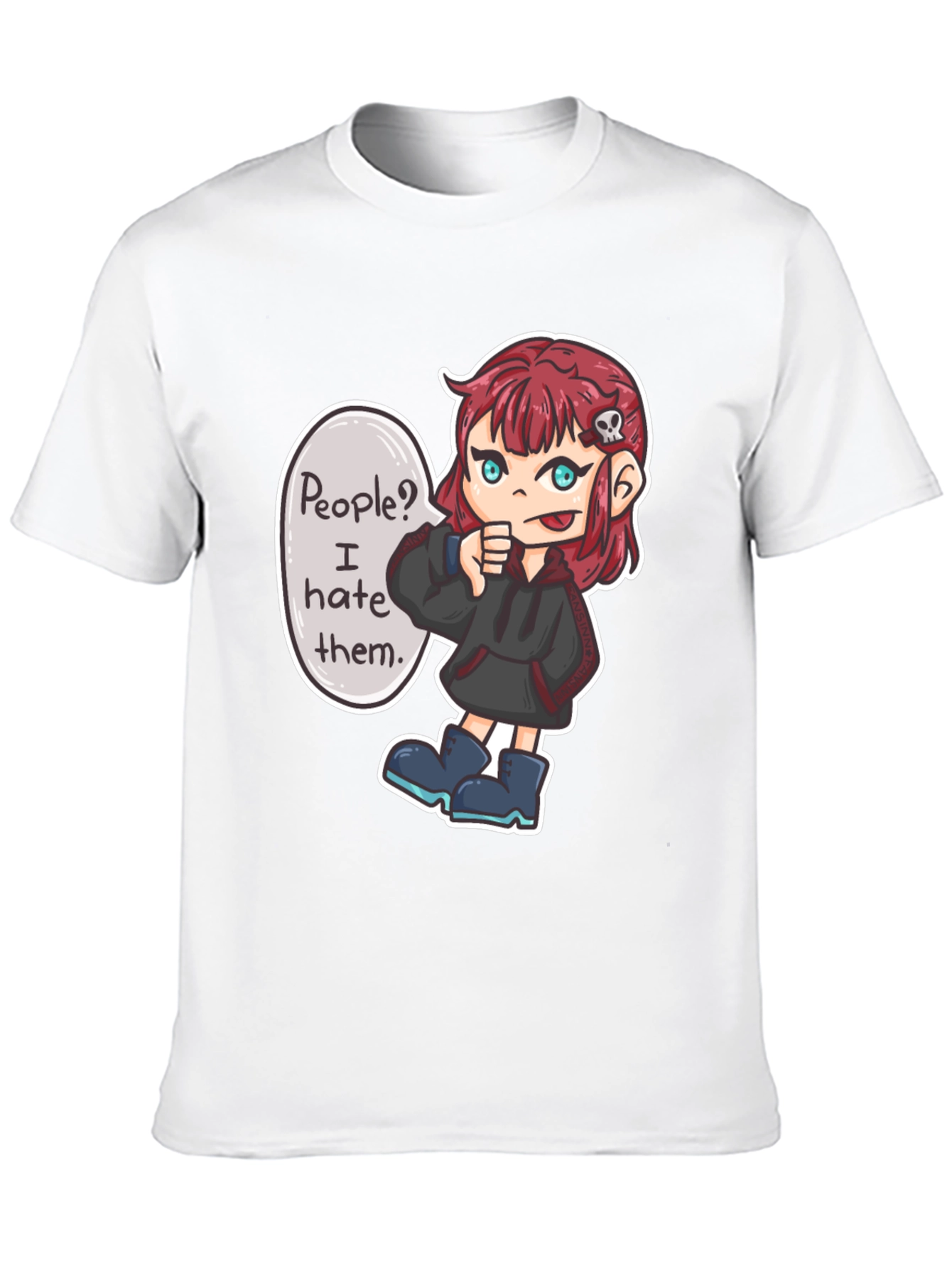 People Hater Graphic T-Shirt - Edgy Cartoon Design