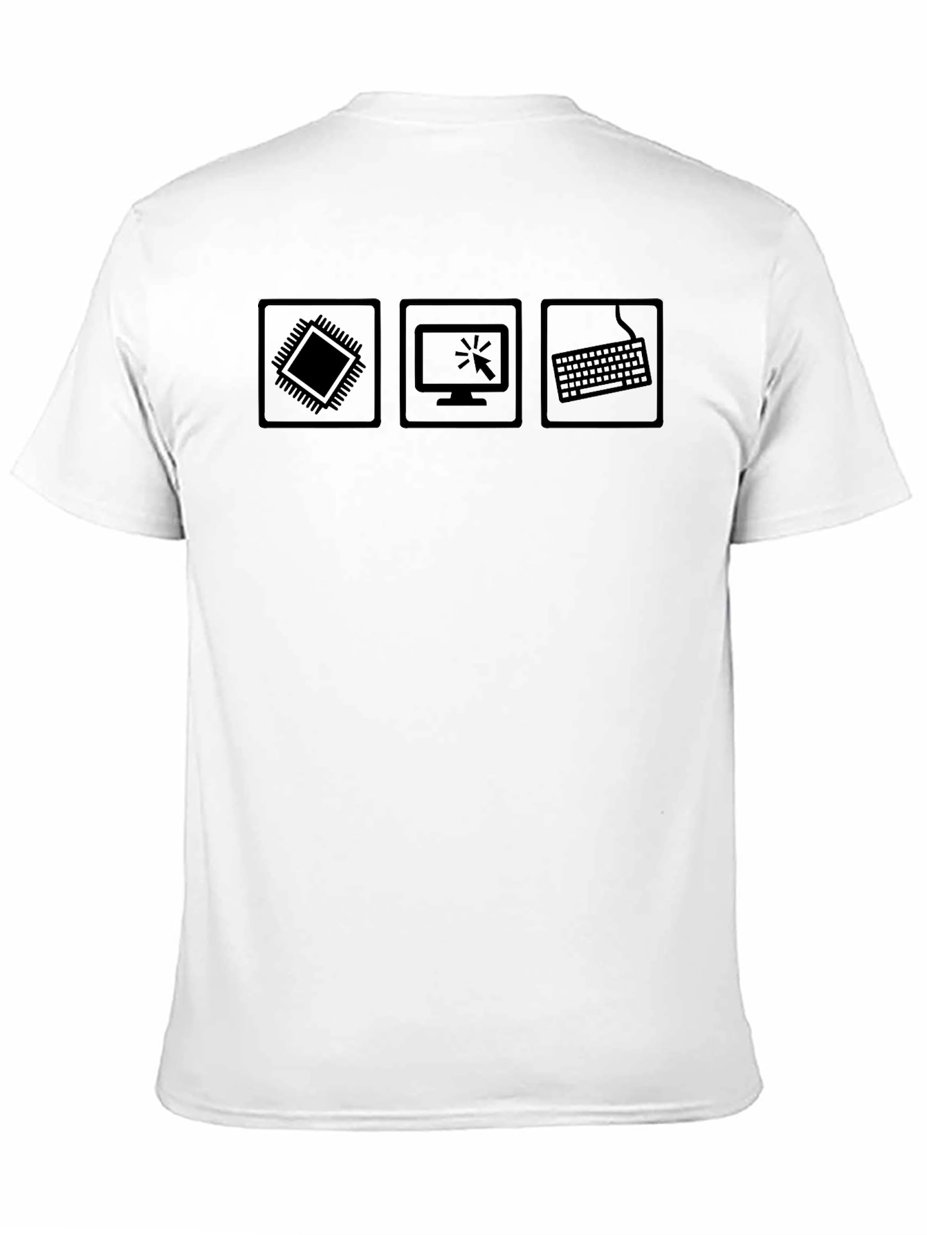 Techie Black T-Shirt - CPU Monitor Keyboard Design