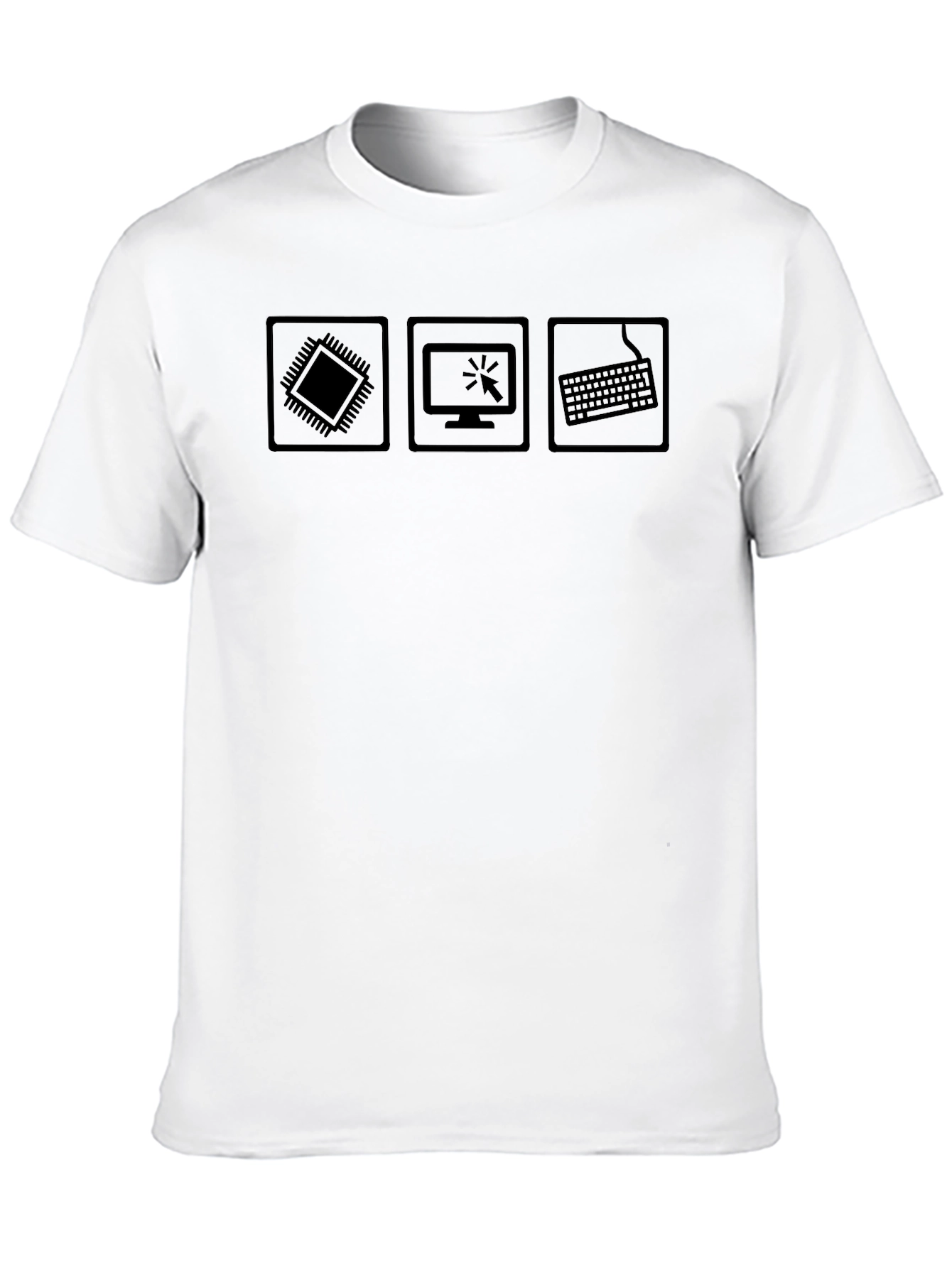 Techie Black T-Shirt - CPU Monitor Keyboard Design