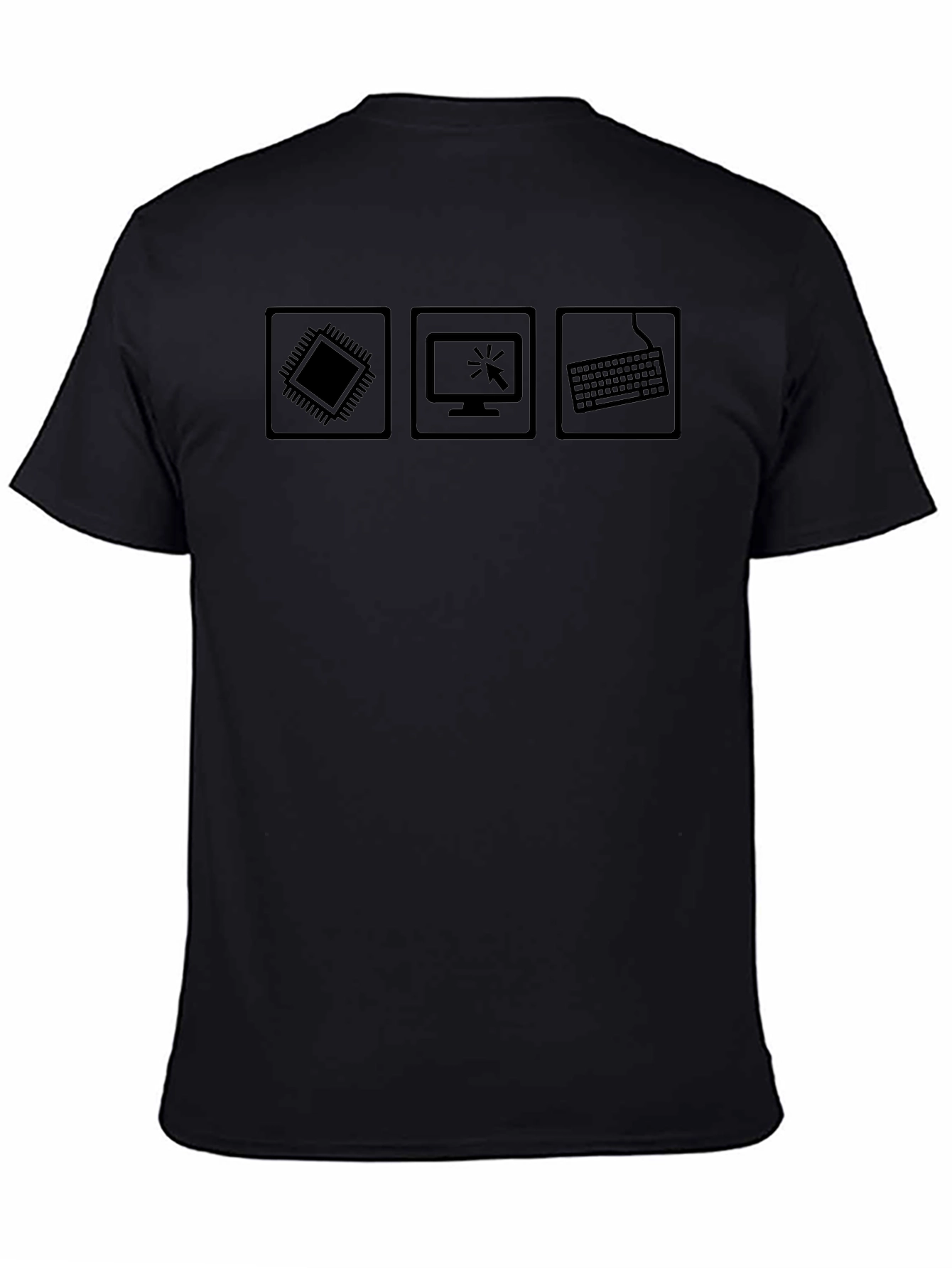 Techie Black T-Shirt - CPU Monitor Keyboard Design