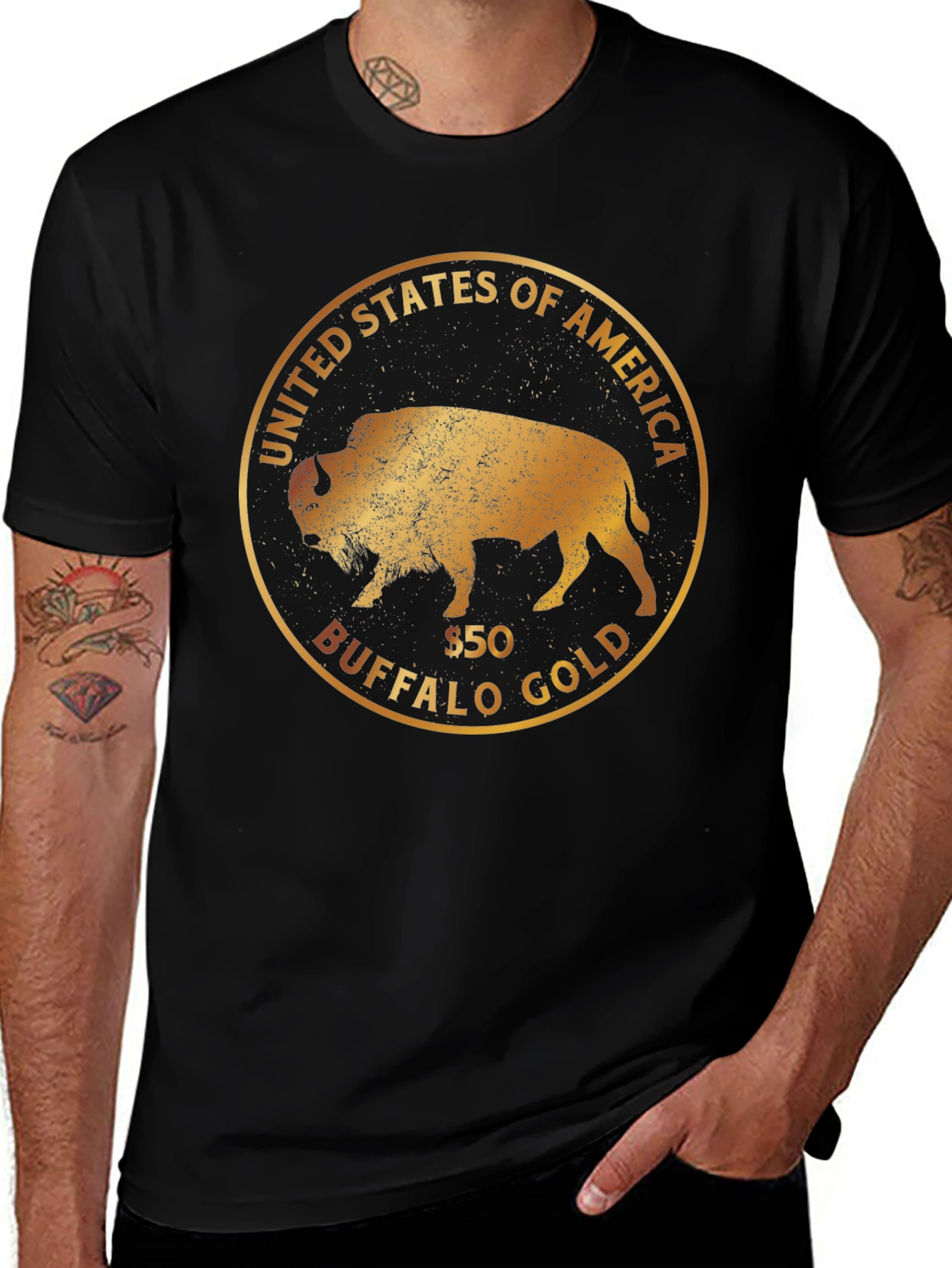 Buffalo Gold Coin Black T-Shirt