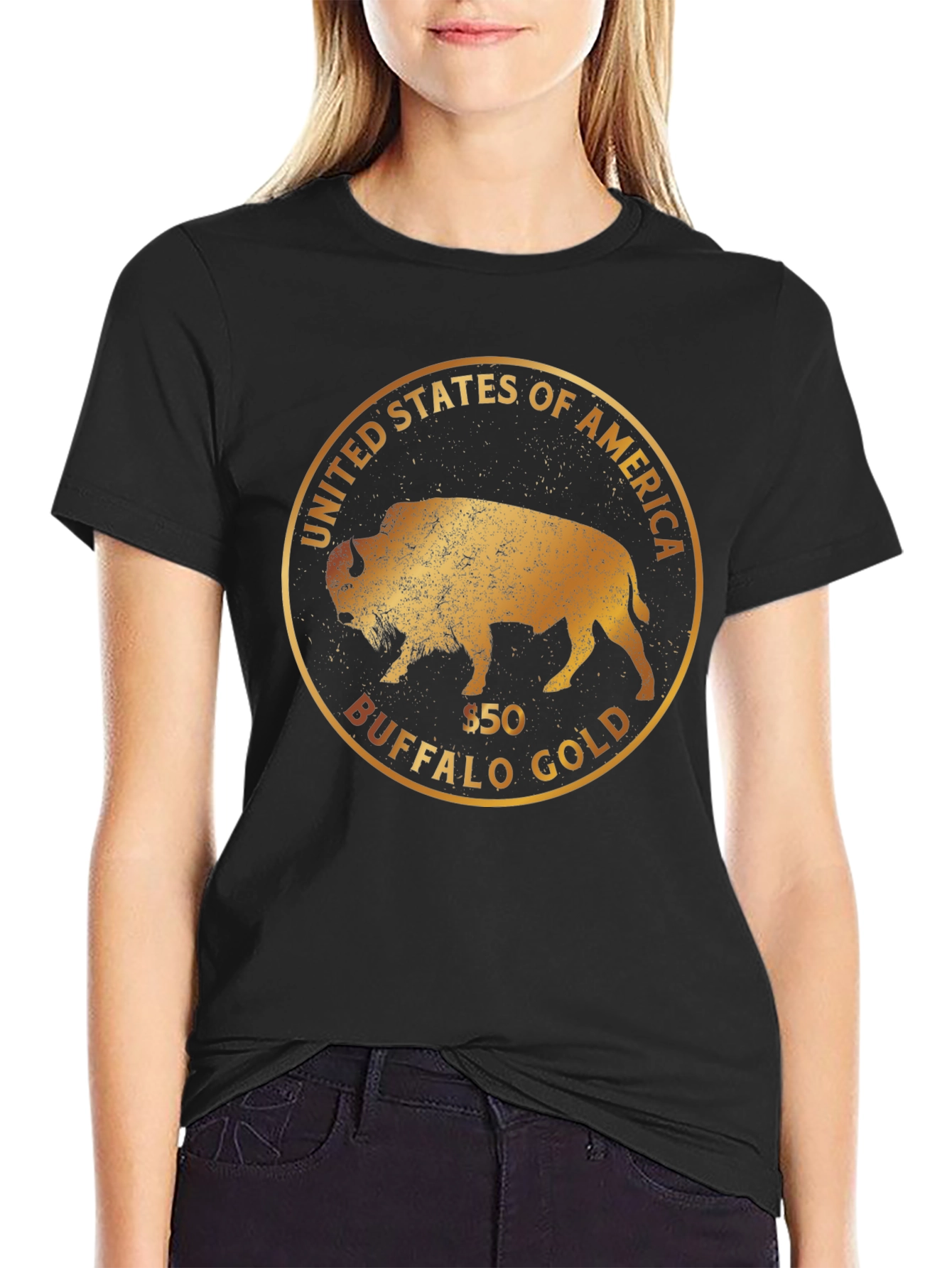 Buffalo Gold Coin Black T-Shirt