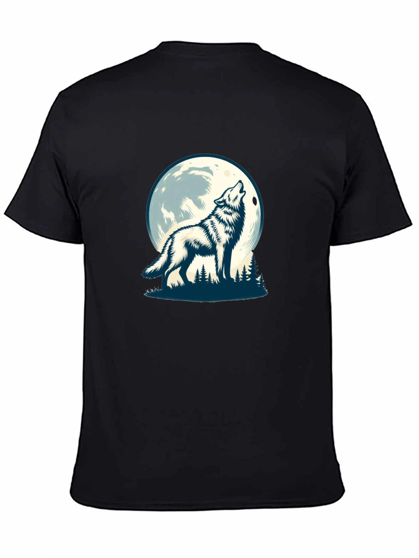 Wolf Moon Graphic Tee - Black Cotton Blend