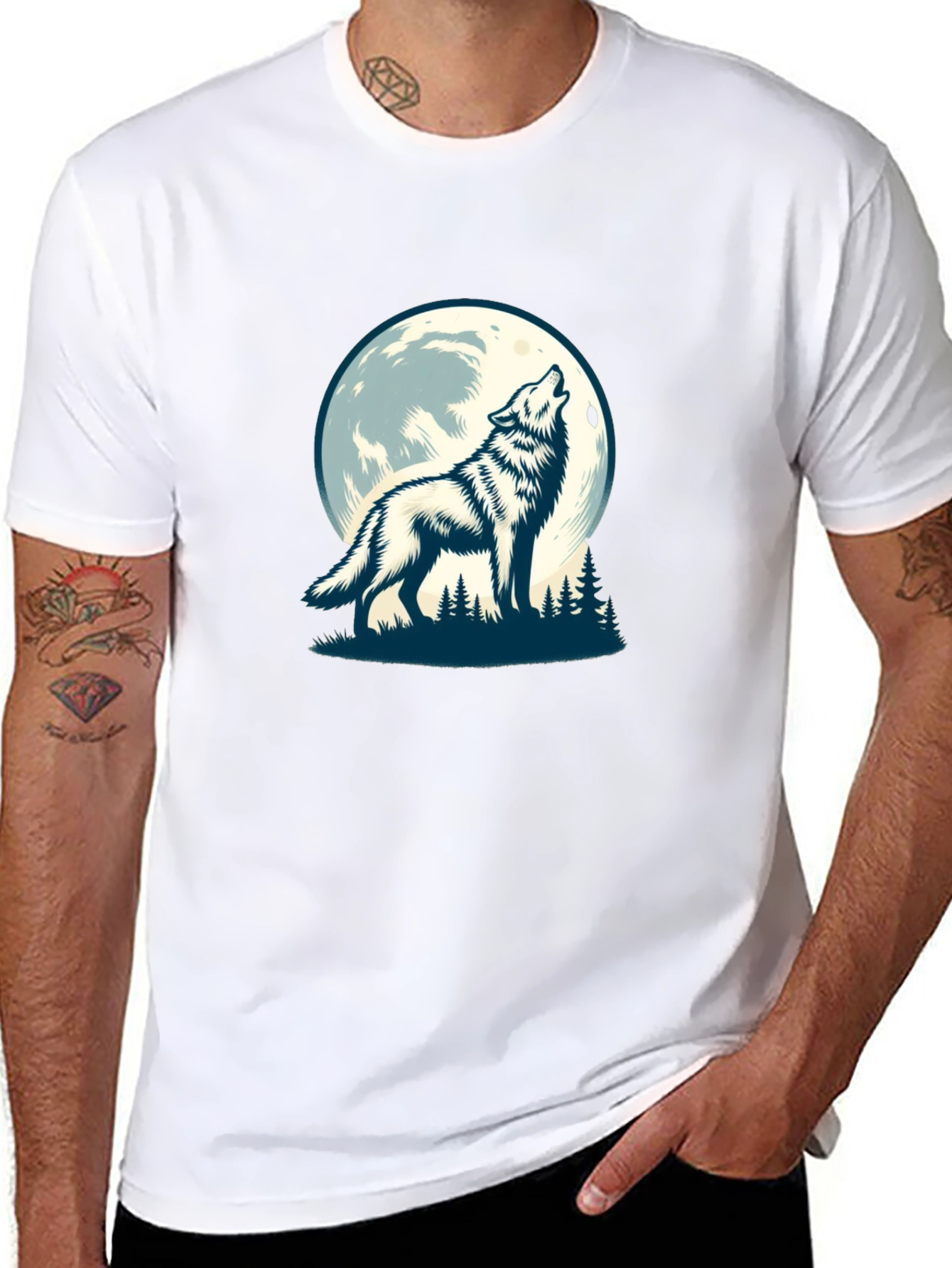 Wolf Moon Graphic Tee - Black Cotton Blend