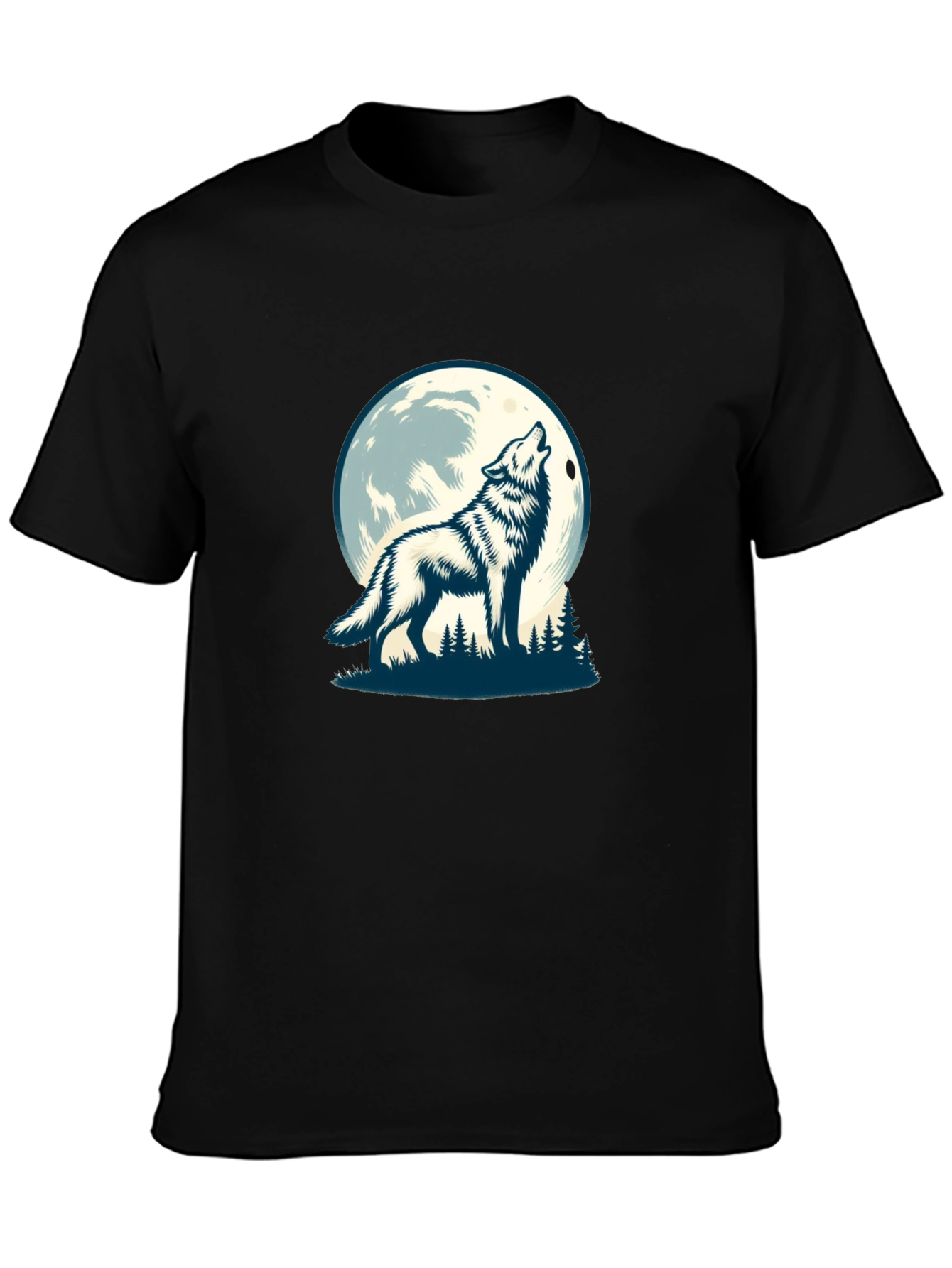 Wolf Moon Graphic Tee - Black Cotton Blend