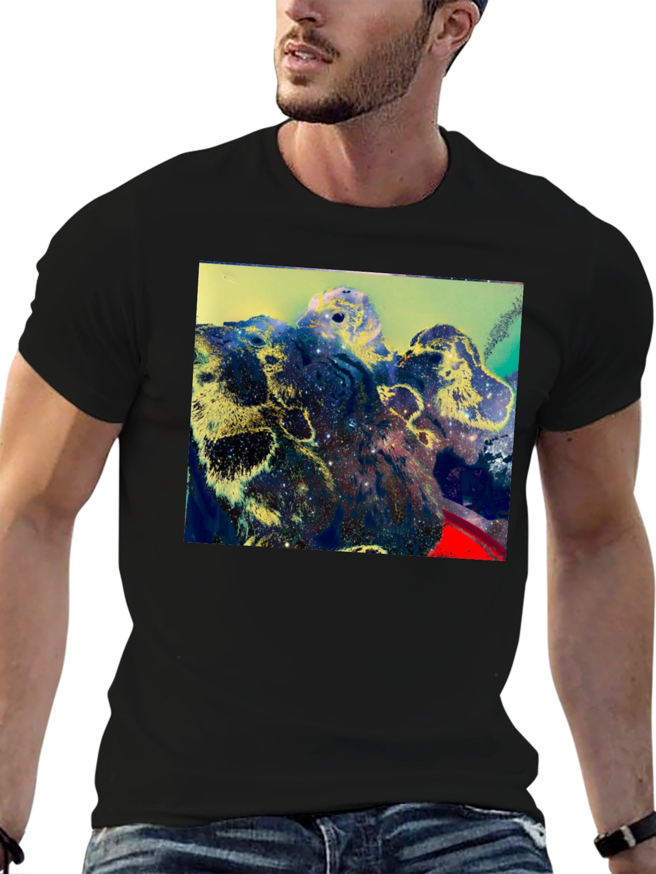 Cosmic Landscape Graphic Black T-Shirt