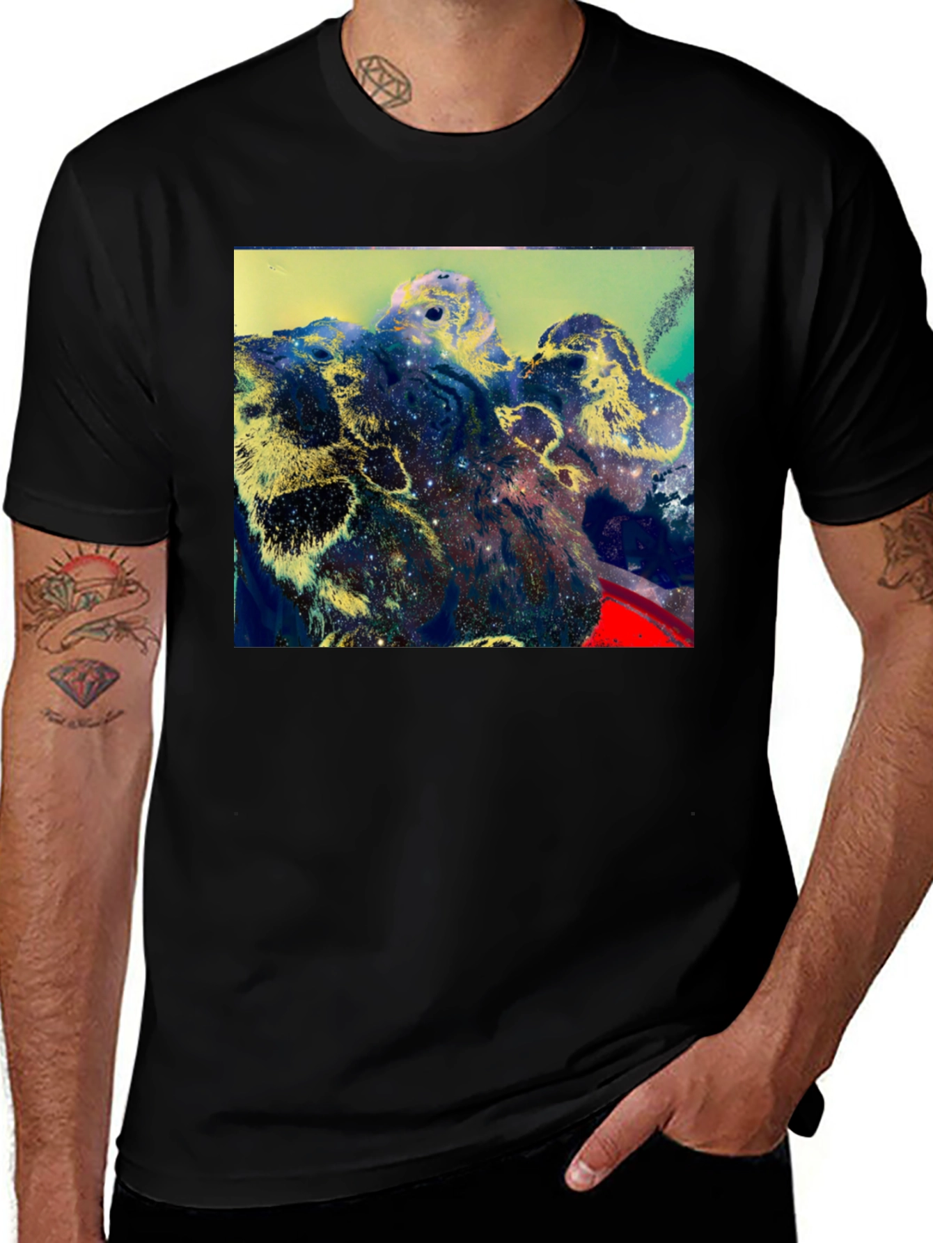 Cosmic Landscape Graphic Black T-Shirt
