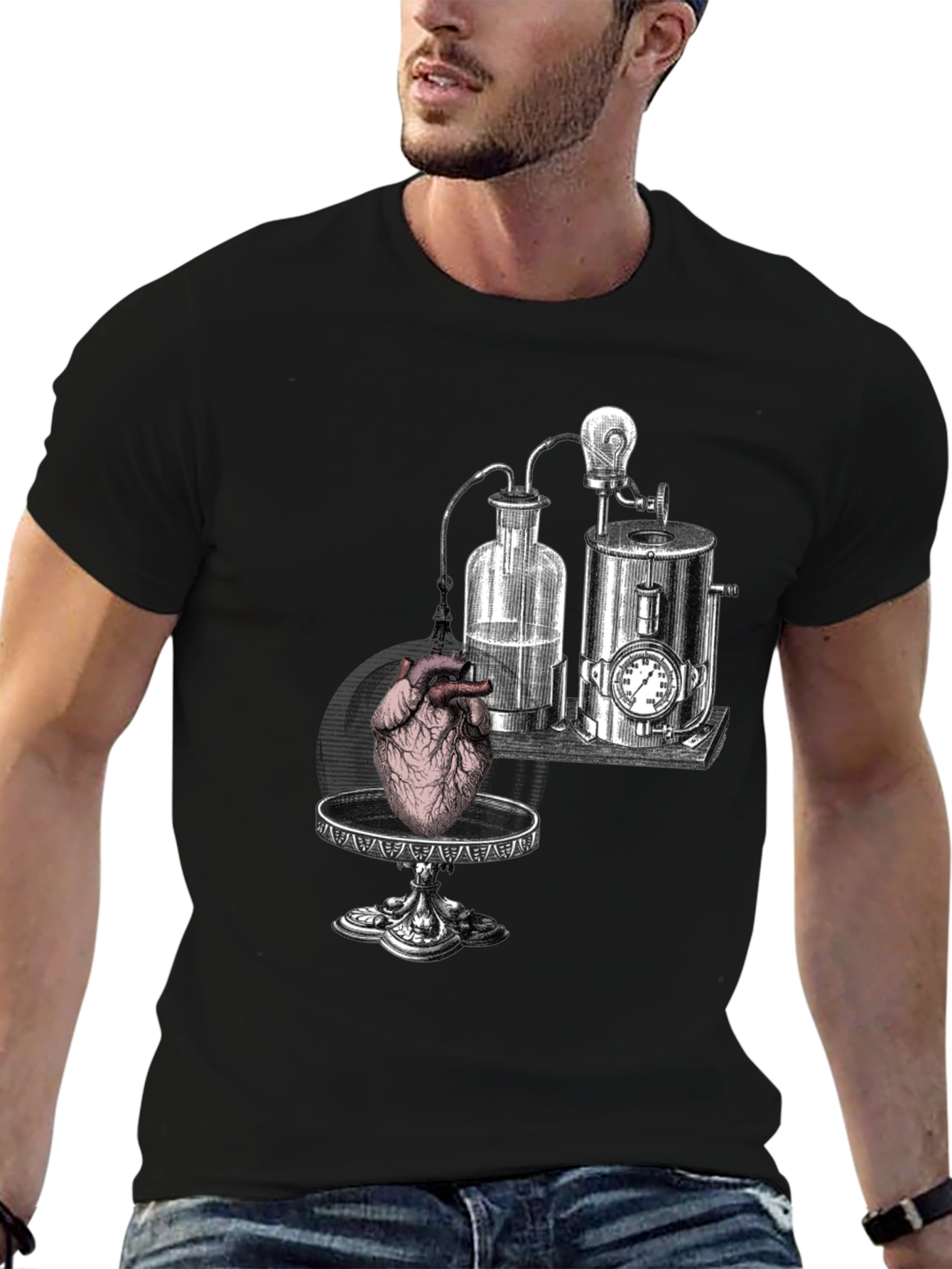 Anatomical Heart & Lab Black T-Shirt
