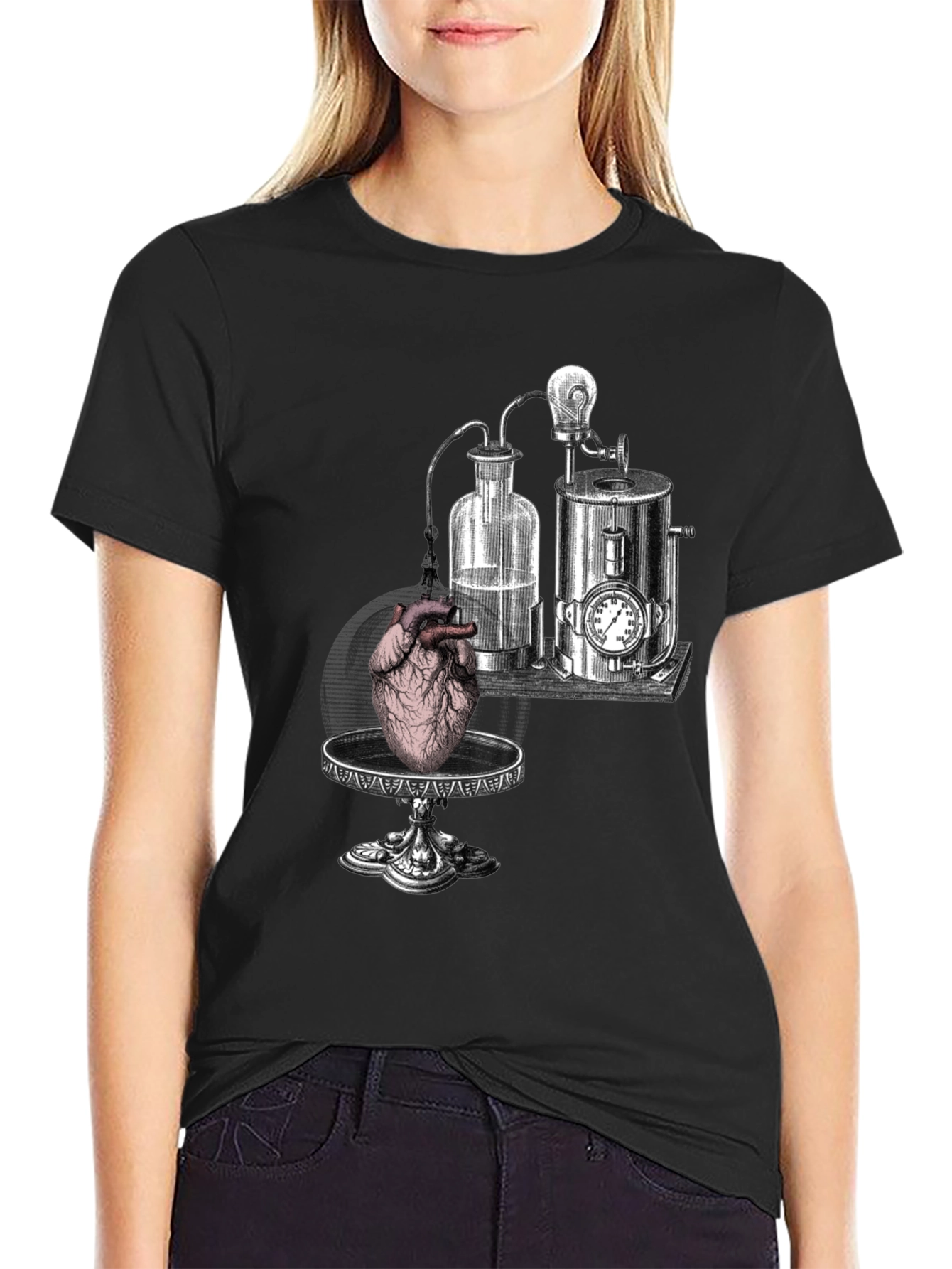 Anatomical Heart & Lab Black T-Shirt
