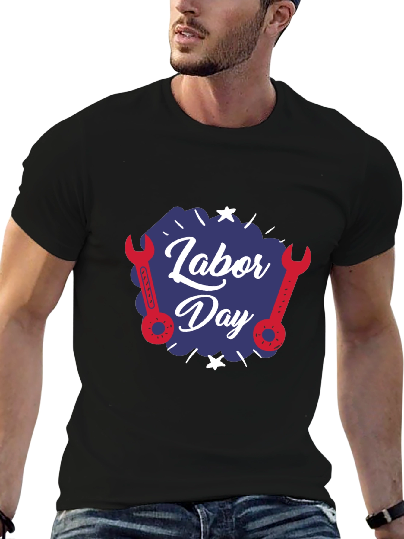 Labor Day Wrench Graphic T-Shirt - Black