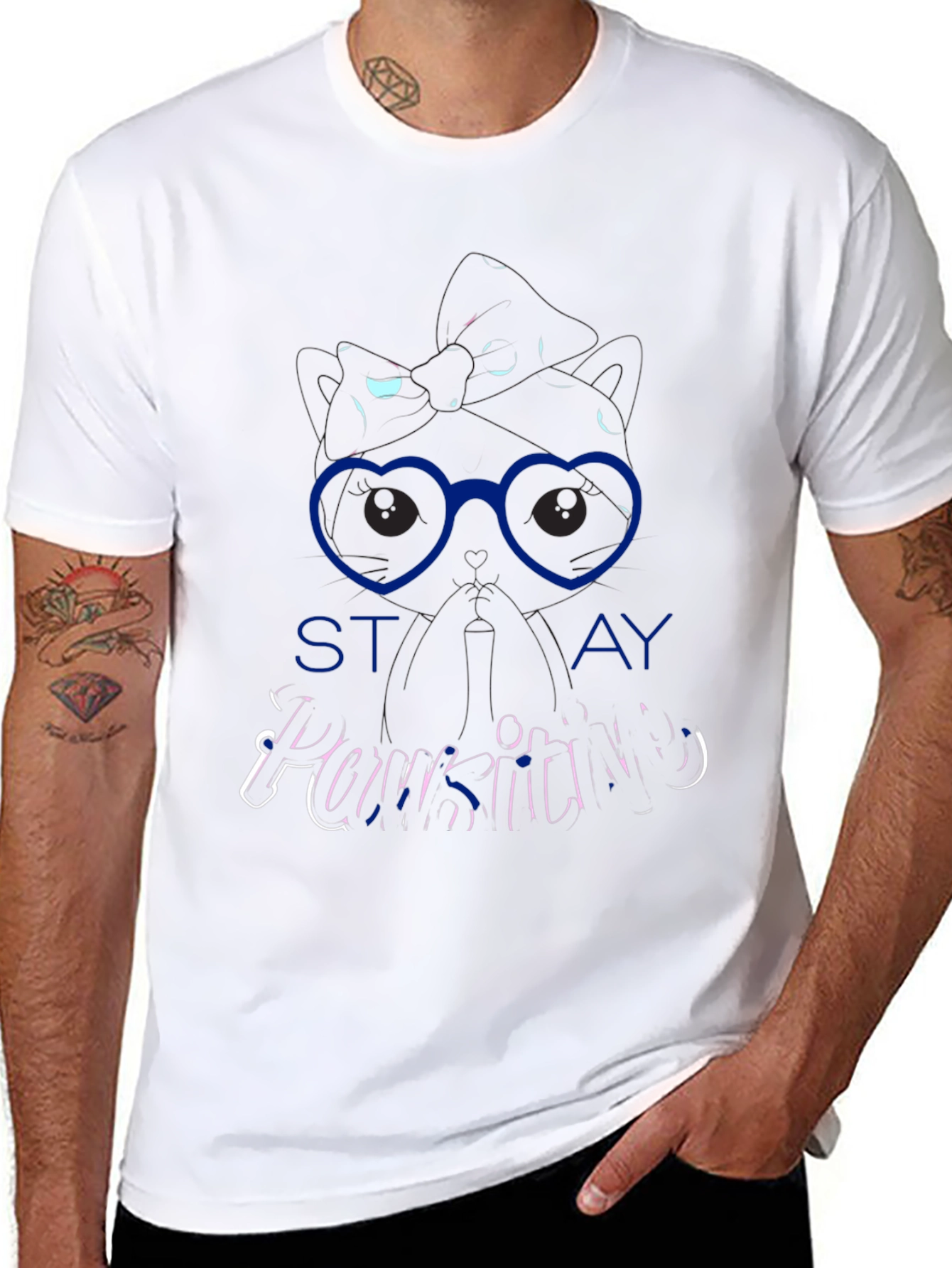 Stay Persisting T-Shirt - Cat with Glasses