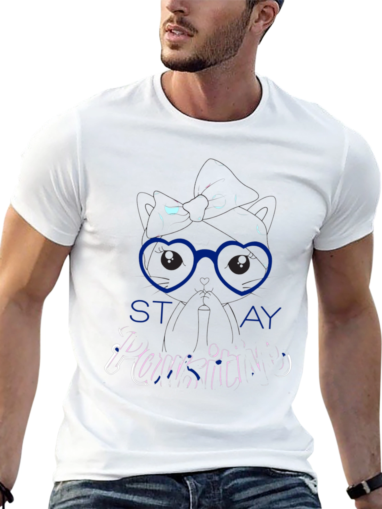 Stay Persisting T-Shirt - Cat with Glasses