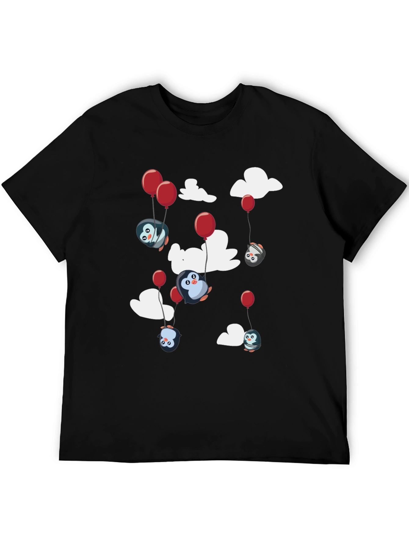 Penguin Balloon T-Shirt - Cute Cartoon Design