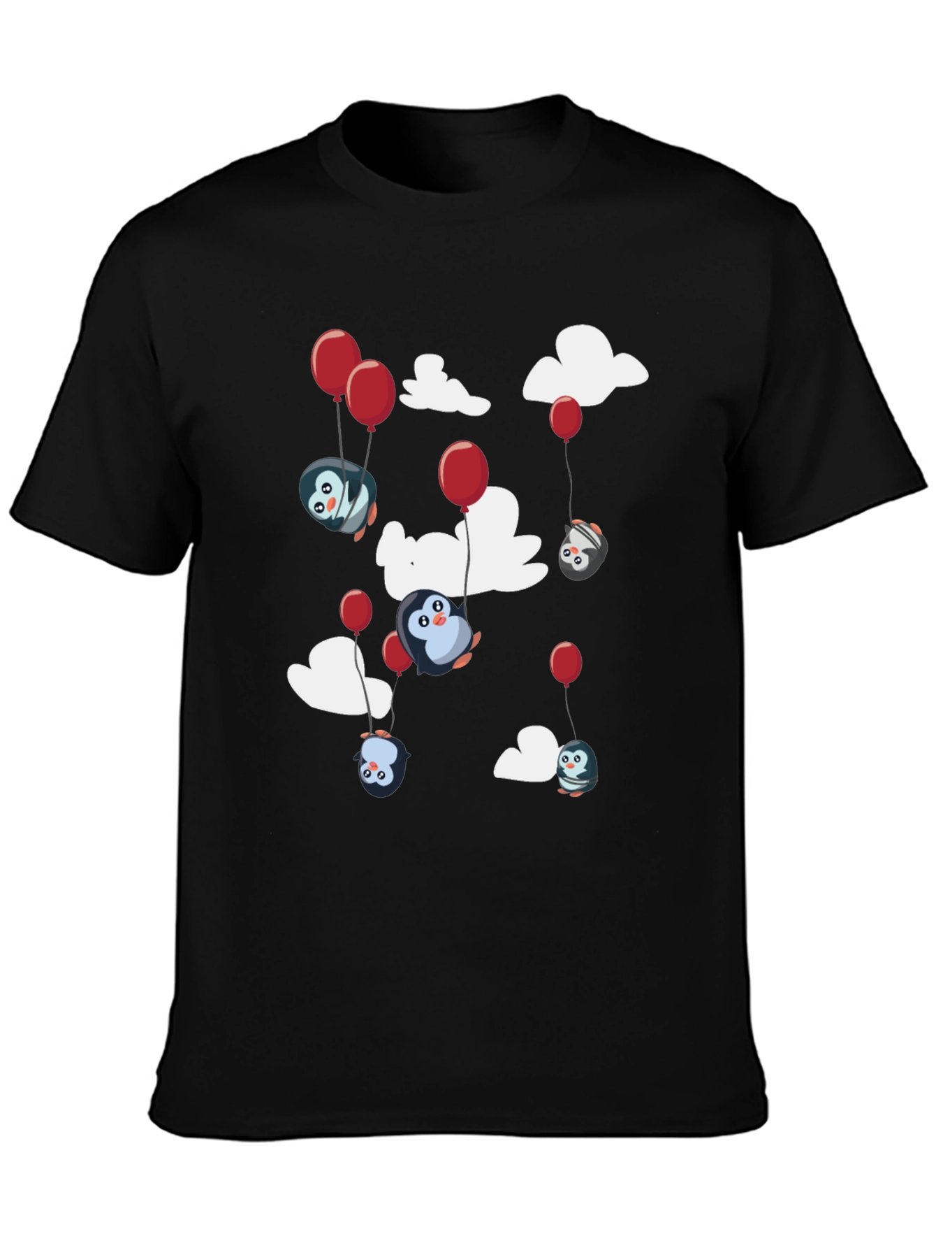 Penguin Balloon T-Shirt - Cute Cartoon Design