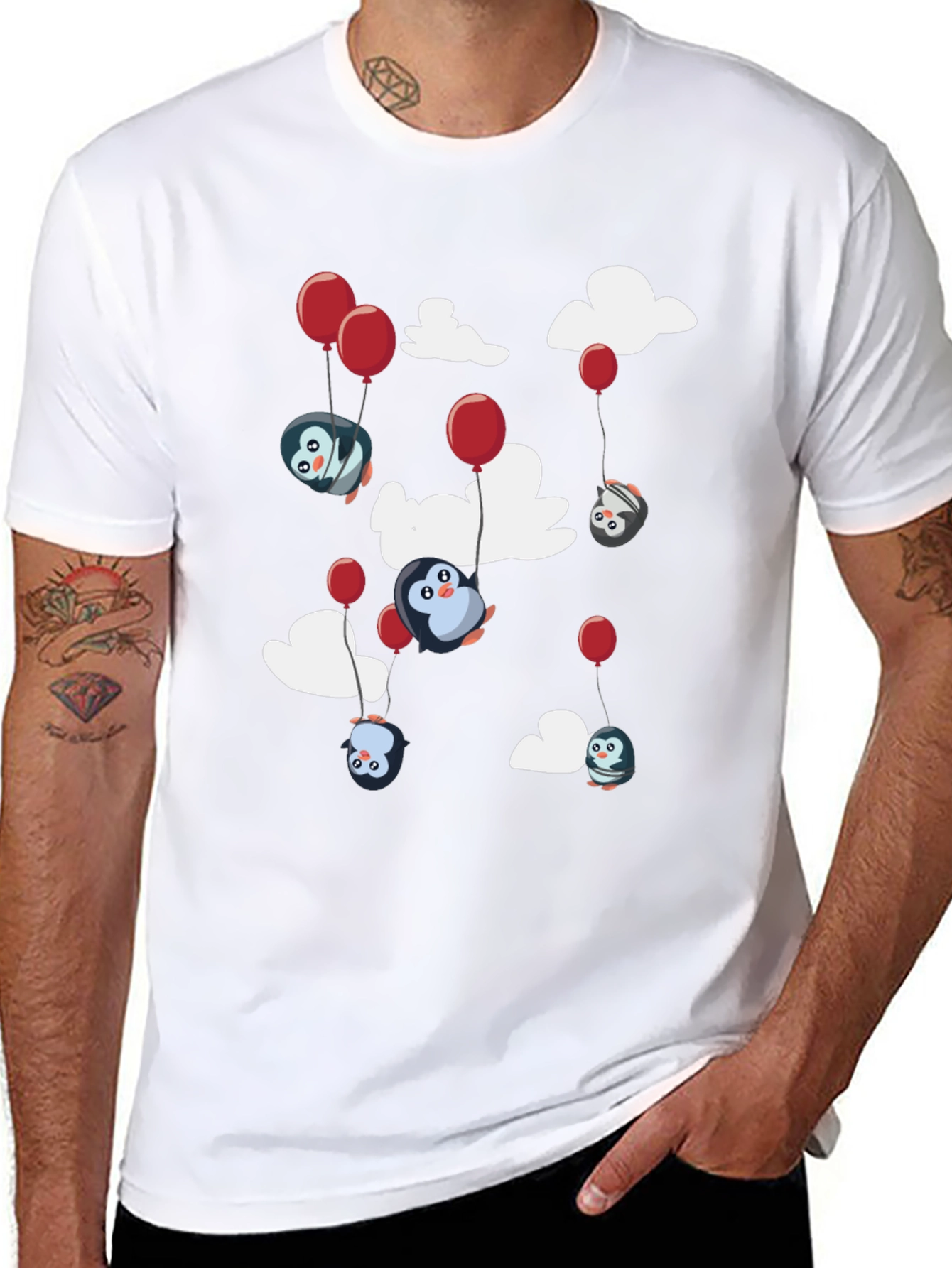 Penguin Balloon T-Shirt - Cute Cartoon Design