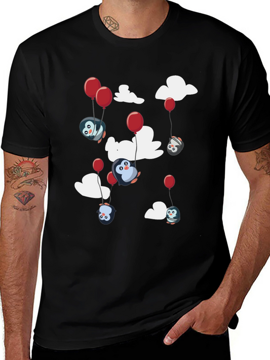 Penguin Balloon T-Shirt - Cute Cartoon Design