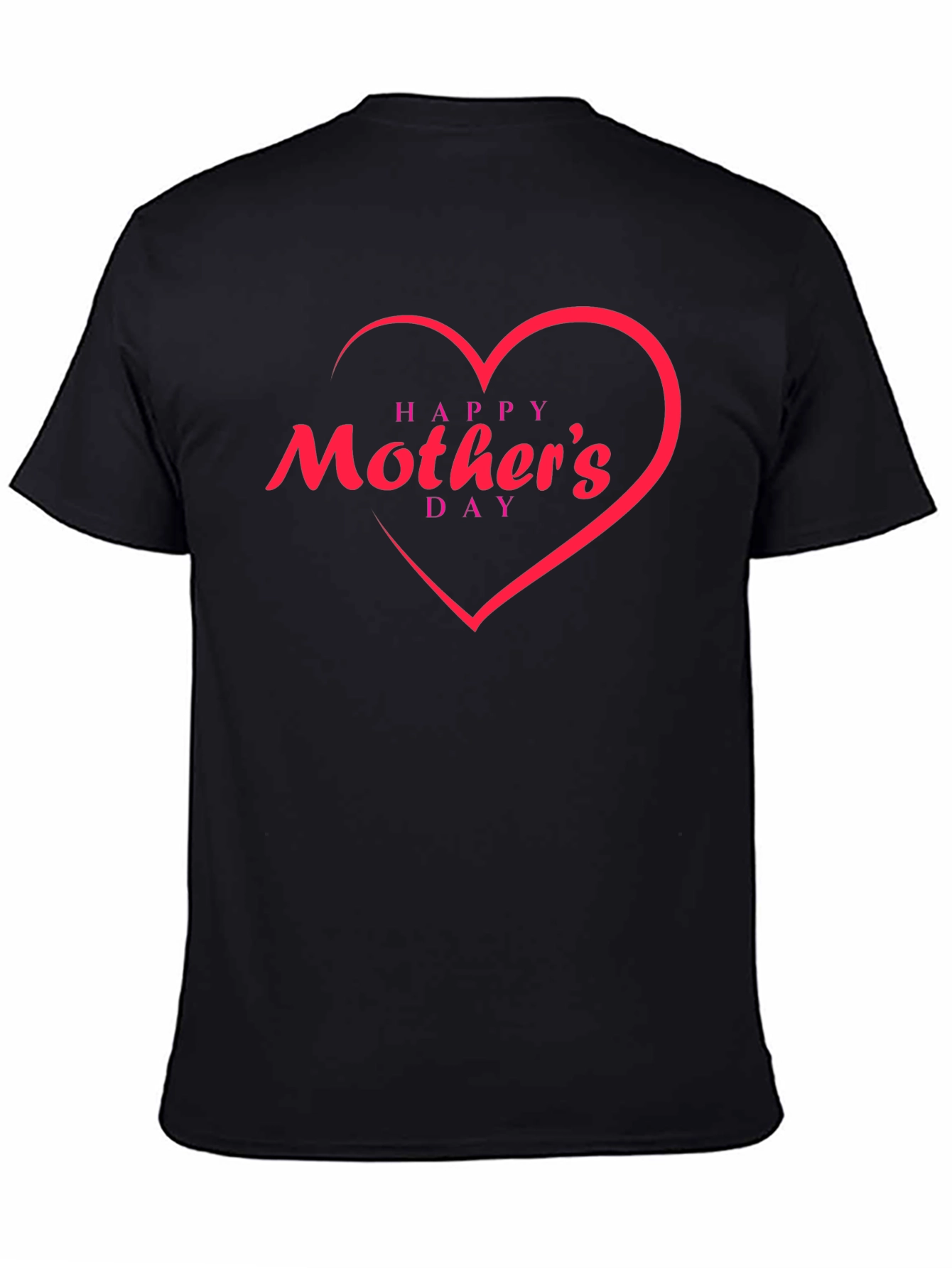 Happy Mothers Day Black T-Shirt with Heart Design