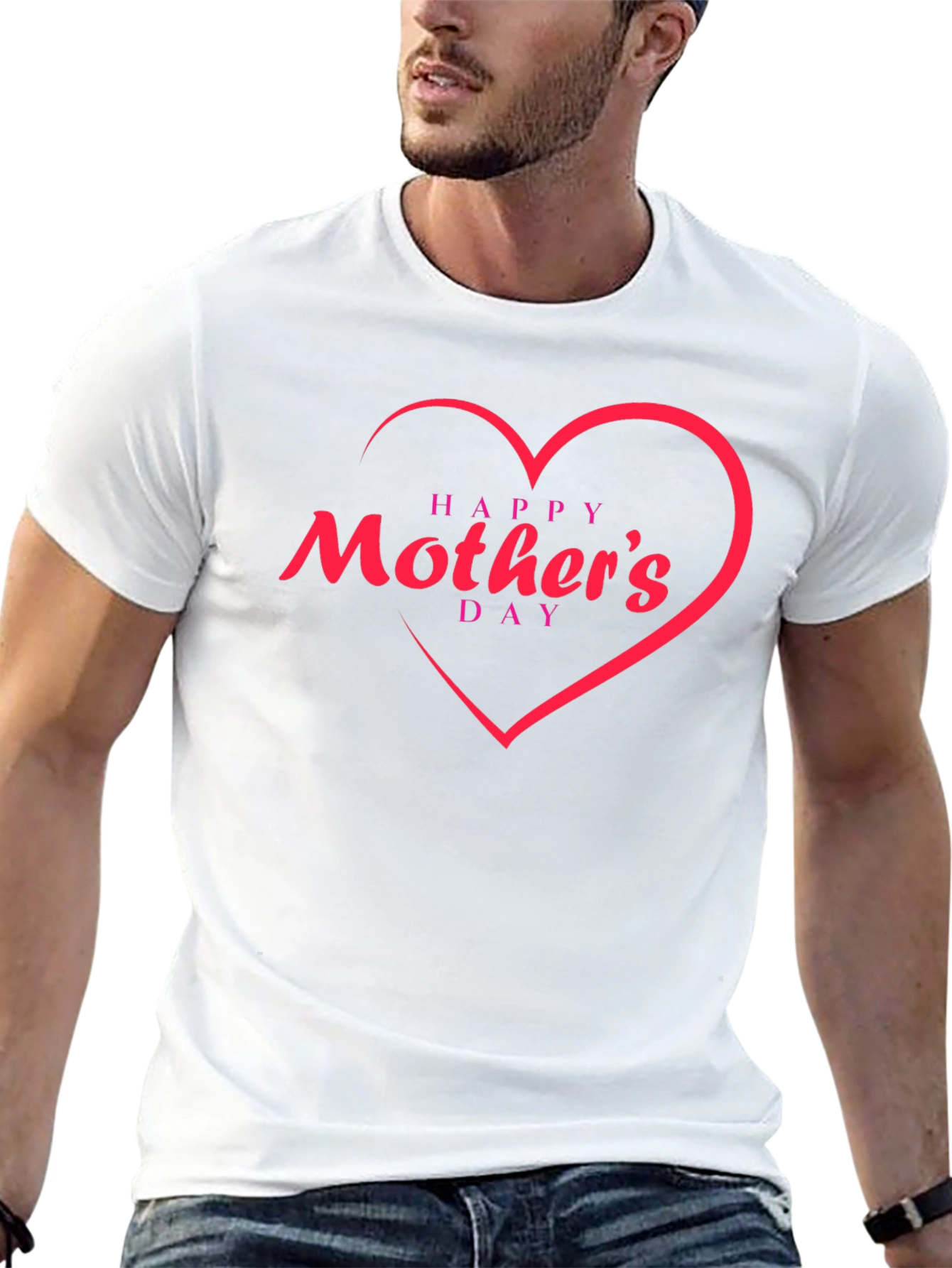 Happy Mothers Day Black T-Shirt with Heart Design