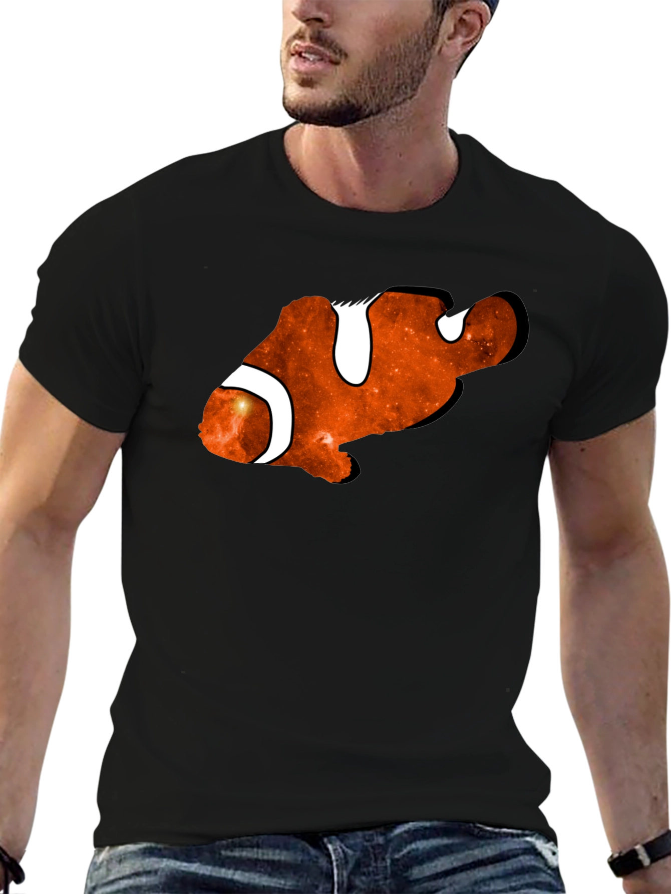 Galaxy Clownfish Black T-Shirt - Unique Graphic Tee