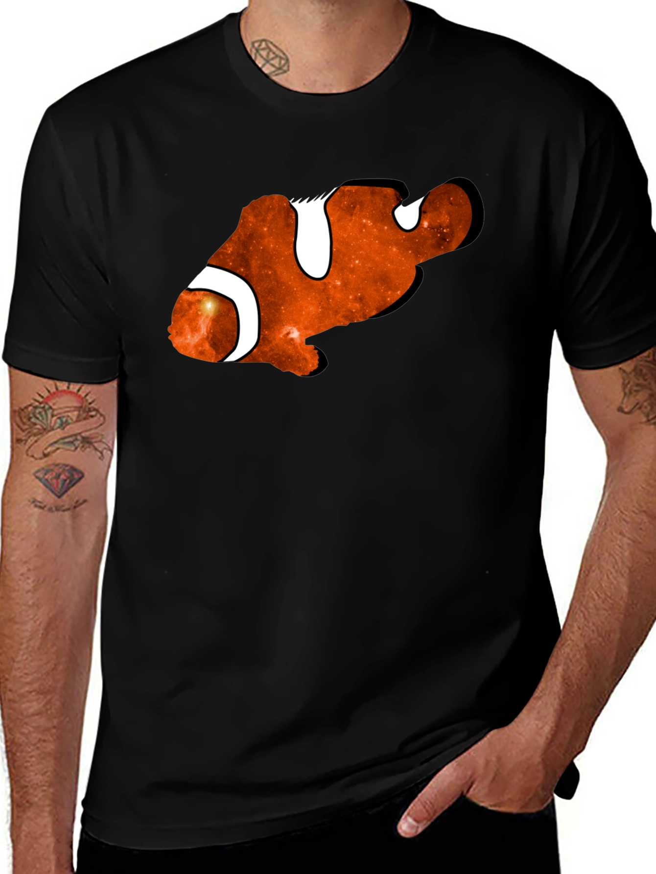 Galaxy Clownfish Black T-Shirt - Unique Graphic Tee