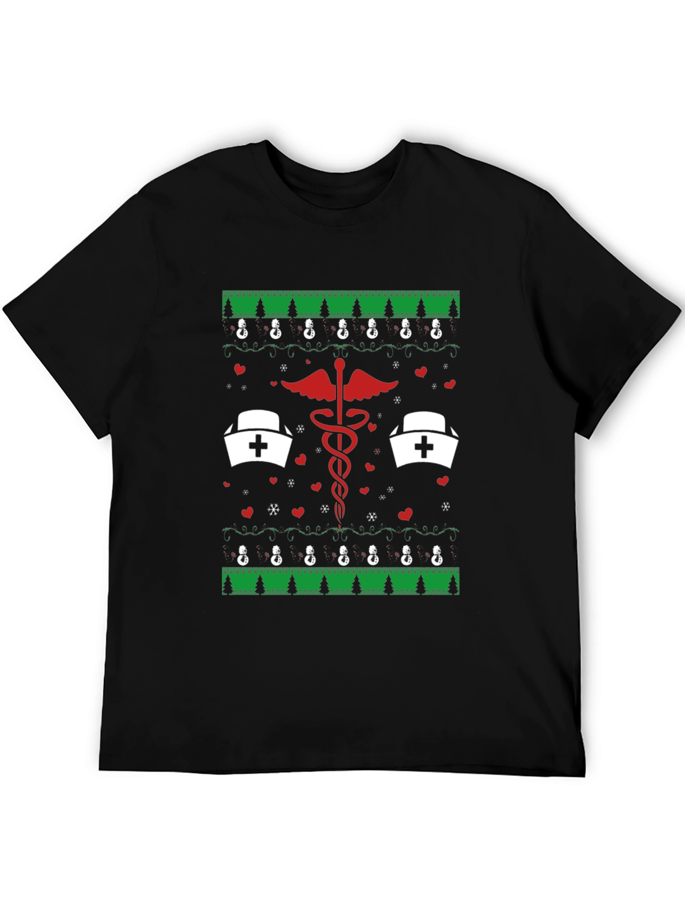 Nurse Christmas Ugly Sweater Style T-Shirt