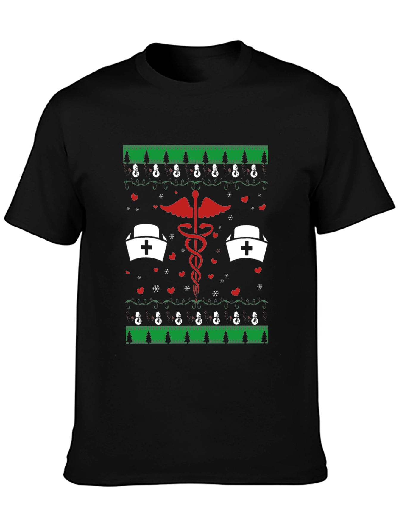 Nurse Christmas Ugly Sweater Style T-Shirt