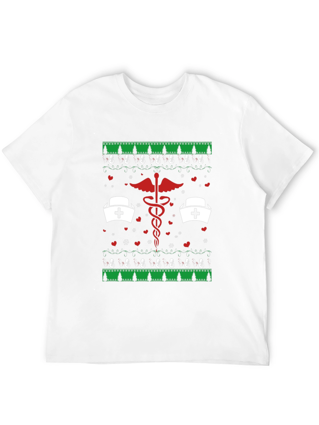 Nurse Christmas Ugly Sweater Style T-Shirt