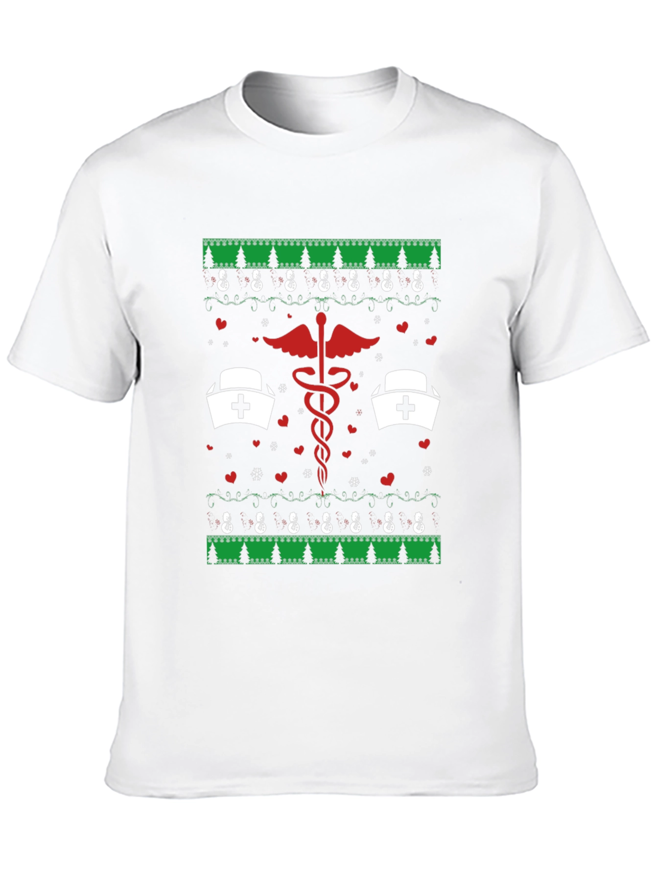 Nurse Christmas Ugly Sweater Style T-Shirt
