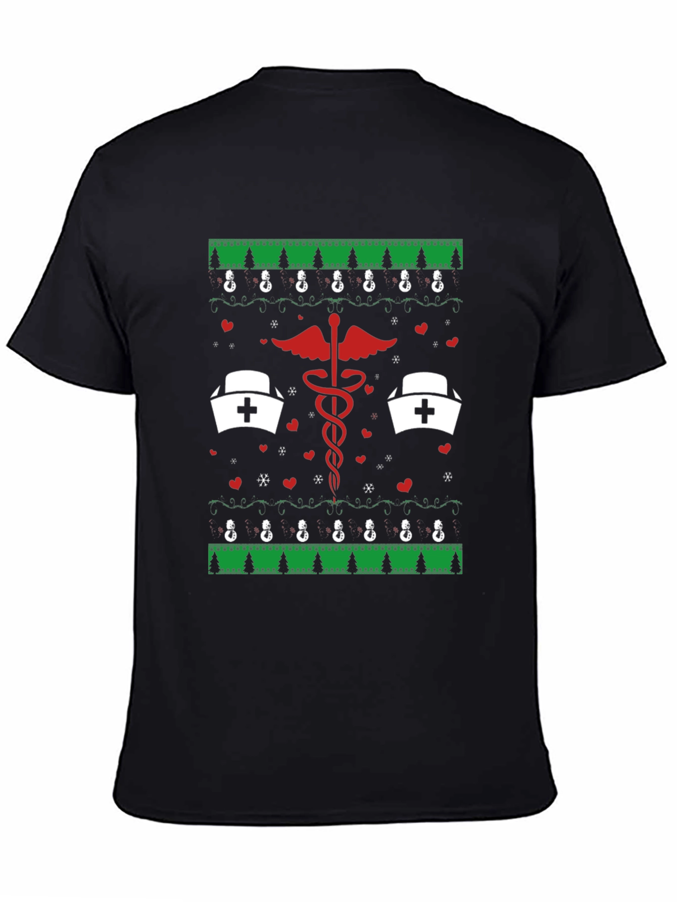 Nurse Christmas Ugly Sweater Style T-Shirt