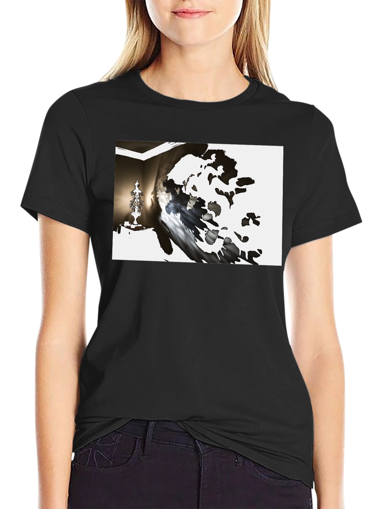 Abstract Art Print Black T-Shirt
