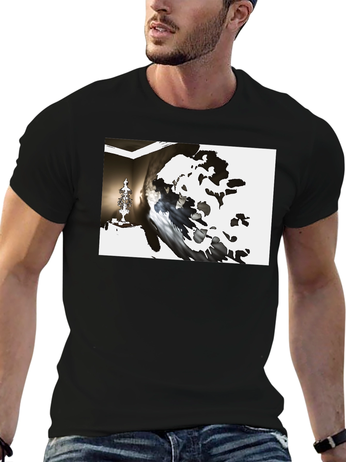 Abstract Art Print Black T-Shirt