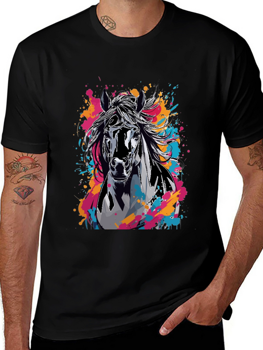 Horse Graphic T-Shirt - Colorful Animal Print Tee