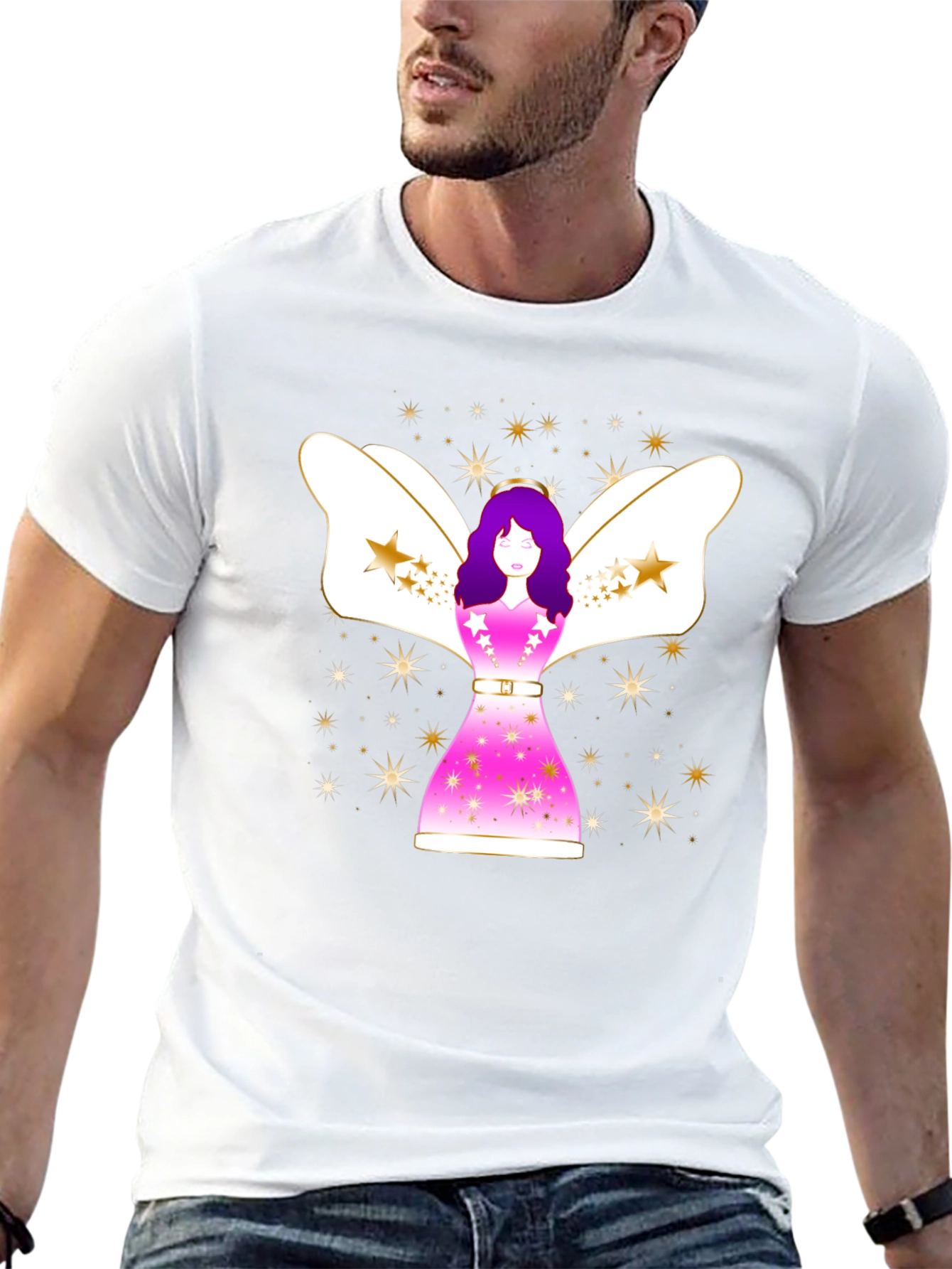 Angel Star Graphic Black T-Shirt