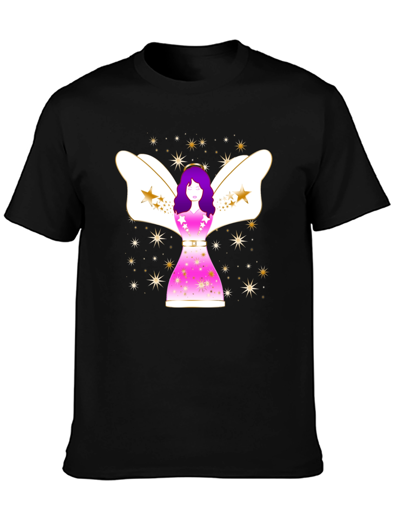 Angel Star Graphic Black T-Shirt